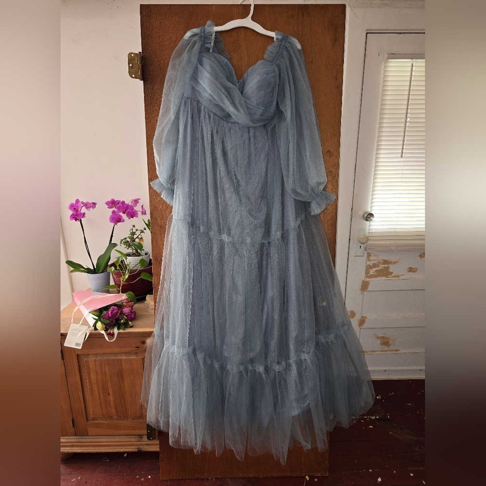 Tulle Maxi Dress with Ruffled Skirt, Nwot  Maternity Homecoming Prom  Fairytale